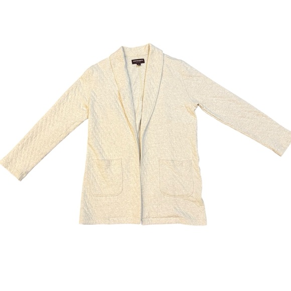 Johnston & Murphy Quilted Cream Shawl-Collar Cardigan Open Front Womens Size XS - Picture 5 of 10